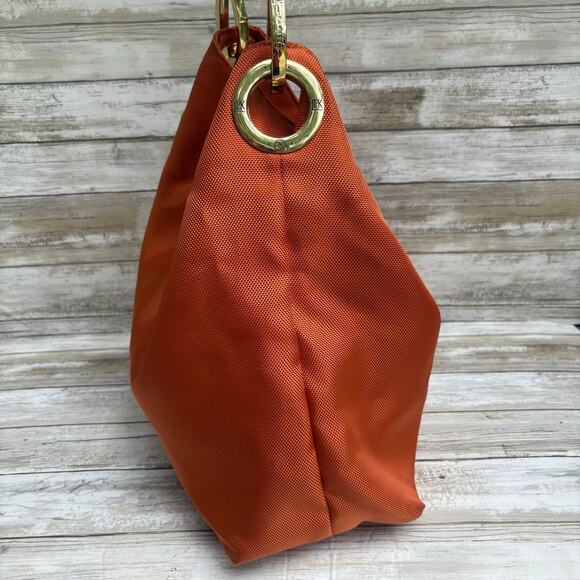 JPK Paris 75 Purse Nylon Bucket Hobo Bag Orange Brown Chunky Large Fall Classy - Picture 6 of 16